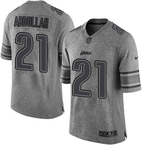 Nike Lions #21 Ameer Abdullah Gray Men's Stitched NFL Limited Gridiron Gray Jersey - Click Image to Close